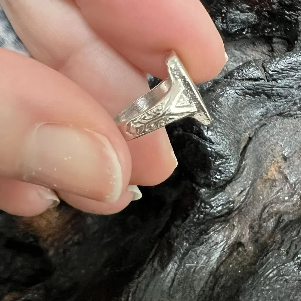 Vintage Sterling Silver Charm Signet Style Mini Ring Joie Joy of Life